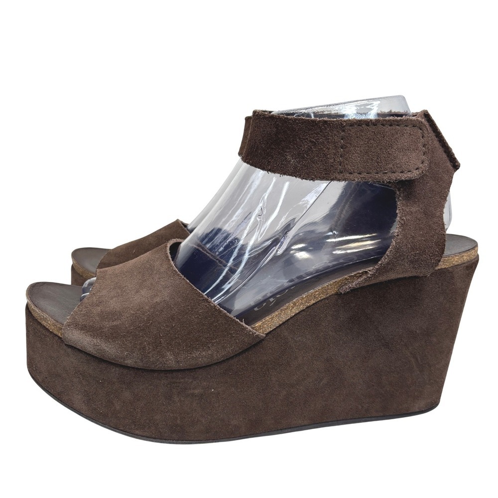 Pedro Garcia Molly Brown Suede Platform Wedge Sandal Made in Spain Size 40